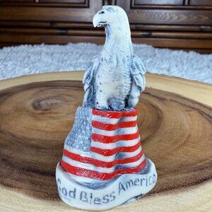 Vintage Georgia Marble Limited Edition Eagle & Flag God Bless America Sculpture